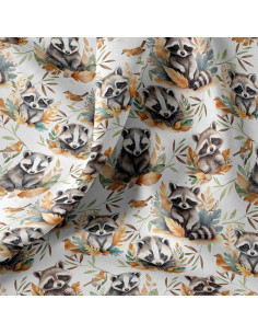 Popeline de coton, impression digitale, blaireaux mignons 2