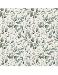 Popeline de coton, impression digitale, feuillage