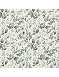 Tissu, Popeline de Coton Feuillage Floral Digital, Tons Naturels, Laize 150 cm, 100% Coton 115g/m²