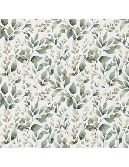 Tissu, Popeline de Coton Feuillage Floral Digital, Tons Naturels, Laize 150 cm, 100% Coton 115g/m²
