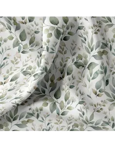 Tissu, Popeline de Coton Feuillage Floral Digital, Tons Naturels, Laize 150 cm, 100% Coton 115g/m² 2
