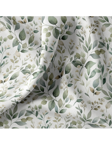 Popeline de coton, impression digitale, feuillage