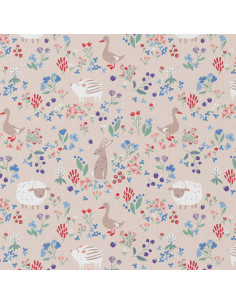 Cretonne de coton, animaux de la ferme