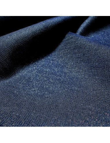Tissu, Chambray Sparkling, Bleu Jean Scintillant, Laize 140 cm, 66% Coton 140g/m²
