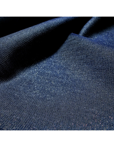 Tissu, Chambray Sparkling, Bleu Jean Scintillant, Laize 140 cm, 66% Coton 140g/m²