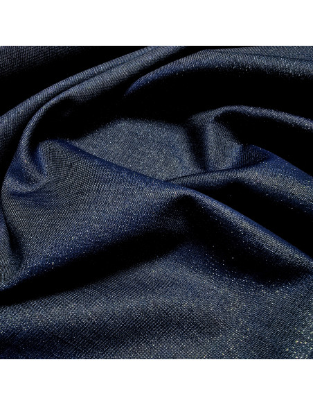 Tissu, Chambray Sparkling, Bleu Jean Scintillant, Laize 140 cm, 66% Coton 140g/m²