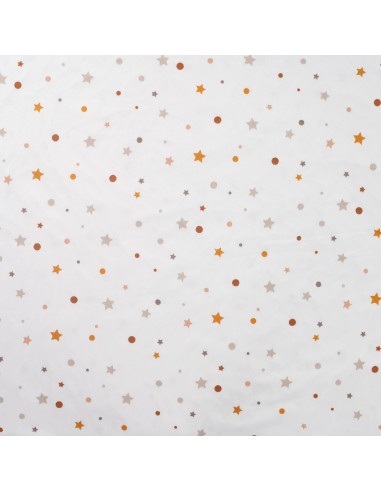 Tissu, Flanelle Jersey Étoiles et Pois, Blanc Multicolore, Laize 150 cm, 94% Polyester 6% Spandex 160g/m²