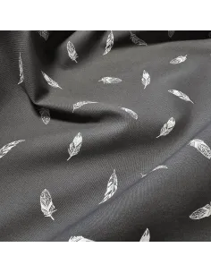 Tissu, Popeline de Coton Plumes, Gris Anthracite, Laize 150 cm, 100% Coton 120g/m² 2