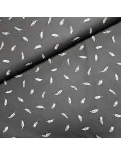 Popeline de coton, plumes, gris