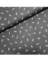 Popeline de coton, plumes, gris