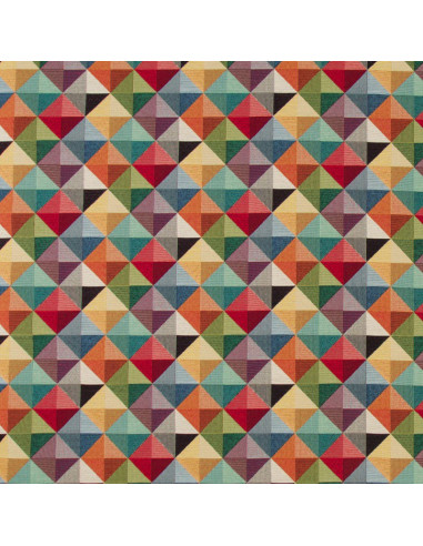 Tissu, Jacquard Gobelin Diamants, Multicolore, Laize 140 cm, Coton Mélangé 425g/m²