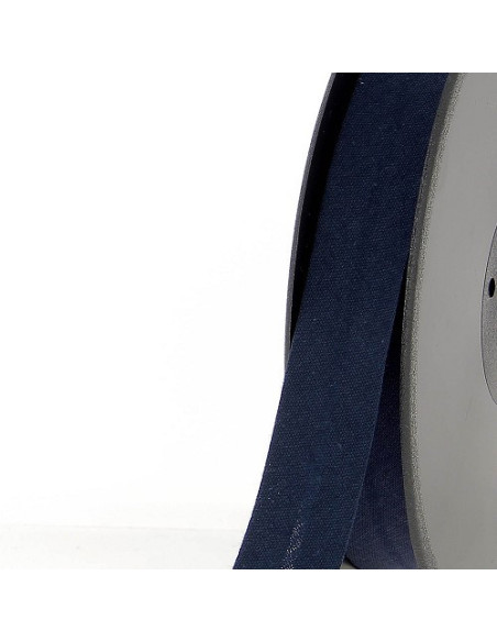 Biais tout textile, polycoton, 40mm, bleu marine