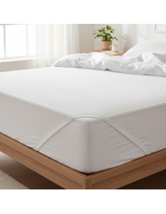 Tissu, Alèse Imperméable Éponge, Blanc, Laize 195 cm, Protection Literie Coton Polyester Enduit PU 2
