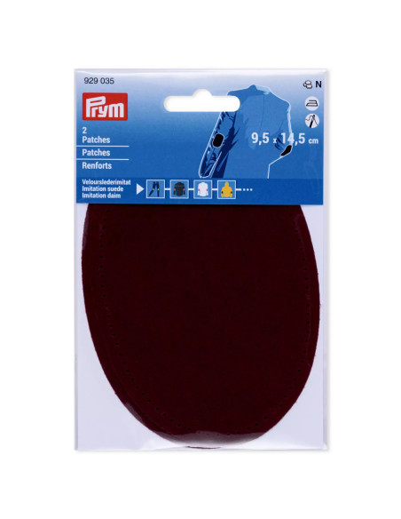 Renforts imitation daim, thermocollant, 9,5 x 14,5 cm, rouge foncé