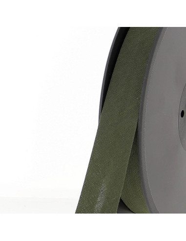 Biais tout textile, polycoton, 20mm, kaki foncé