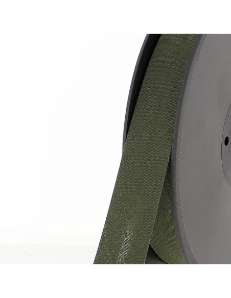 Biais tout textile, polycoton, 20mm, kaki foncé