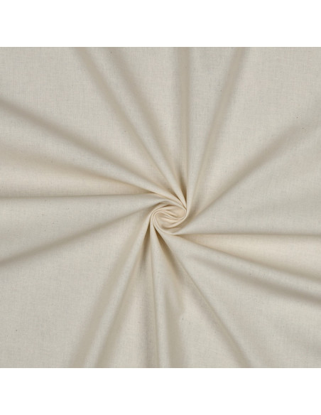 Tissu, Popeline de Coton Unie, Naturel, Laize 150 cm, 100% Coton 195g/m²