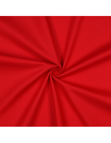 Tissu, Popeline de Coton Unie, Rouge, Laize 150 cm, 100% Coton Oeko-Tex 195g/m²
