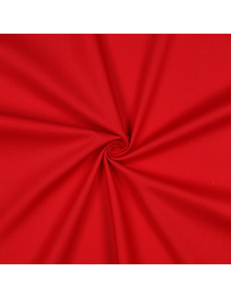 Tissu, Popeline de Coton Unie, Rouge, Laize 150 cm, 100% Coton Oeko-Tex 195g/m²