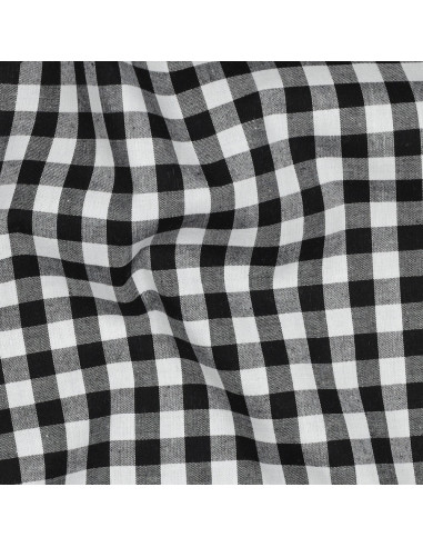 Tissu, Vichy Carreaux Moyens 10mm, Noir, Laize 144 cm, 100% Coton 110g/m²
