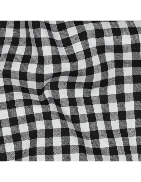Tissu, Vichy Carreaux Moyens 10mm, Noir, Laize 144 cm, 100% Coton 110g/m²