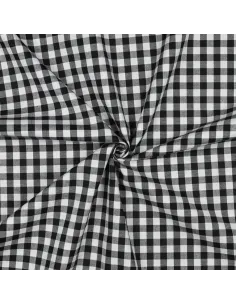 Tissu, Vichy Carreaux Moyens 10mm, Noir, Laize 144 cm, 100% Coton 110g/m²