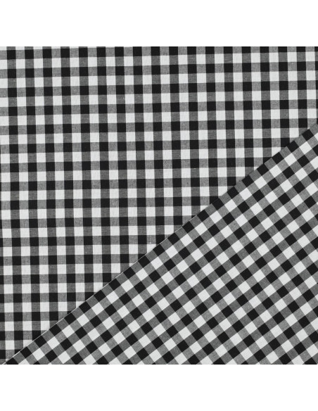Tissu, Vichy Carreaux Moyens 10mm, Noir, Laize 144 cm, 100% Coton 110g/m²