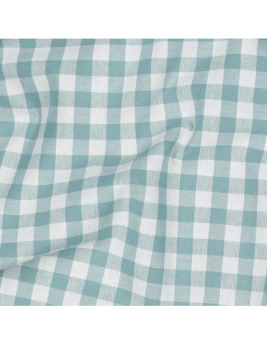 Tissu, Vichy Carreaux 10mm, Vert Céladon, Laize 144 cm, 100% Coton 110g/m²