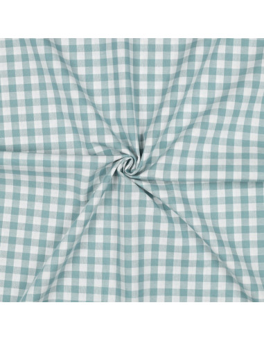 Tissu, Vichy Carreaux 10mm, Vert Céladon, Laize 144 cm, 100% Coton 110g/m²