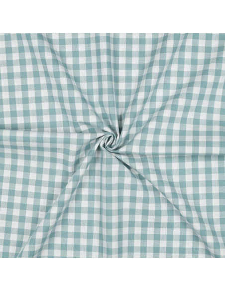 Tissu, Vichy Carreaux 10mm, Vert Céladon, Laize 144 cm, 100% Coton 110g/m²