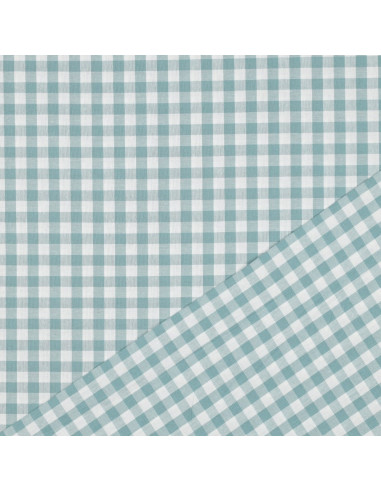 Tissu, Vichy Carreaux 10mm, Vert Céladon, Laize 144 cm, 100% Coton 110g/m²
