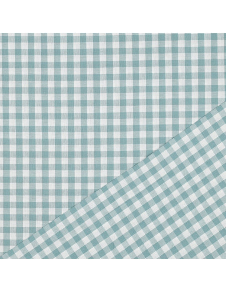 Tissu, Vichy Carreaux 10mm, Vert Céladon, Laize 144 cm, 100% Coton 110g/m²