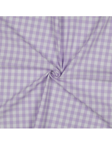 Tissu, Vichy Carreaux 10mm, Lilas, Laize 144 cm, 100% Coton 110g/m²