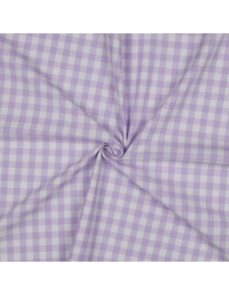 Tissu, Vichy Carreaux 10mm, Lilas, Laize 144 cm, 100% Coton 110g/m²