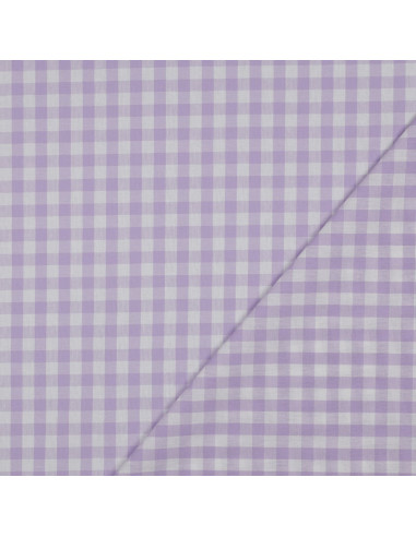 Tissu, Vichy Carreaux 10mm, Lilas, Laize 144 cm, 100% Coton 110g/m²