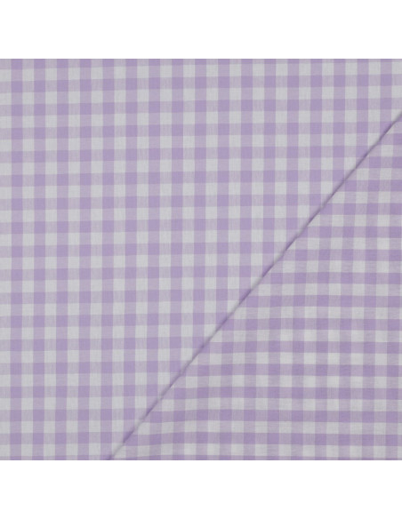 Tissu, Vichy Carreaux 10mm, Lilas, Laize 144 cm, 100% Coton 110g/m²