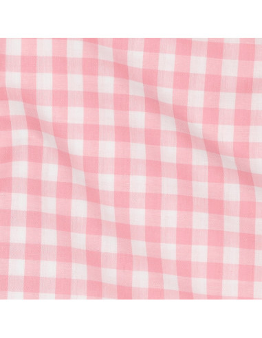 Tissu, Vichy Carreaux 10mm, Rose Bonbon, Laize 144 cm, 100% Coton 110g/m²