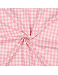Tissu, Vichy Carreaux 10mm, Rose Bonbon, Laize 144 cm, 100% Coton 110g/m²