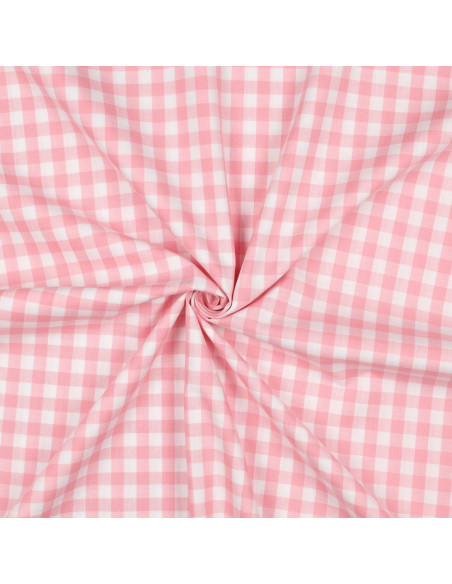 Tissu, Vichy Carreaux 10mm, Rose Bonbon, Laize 144 cm, 100% Coton 110g/m²