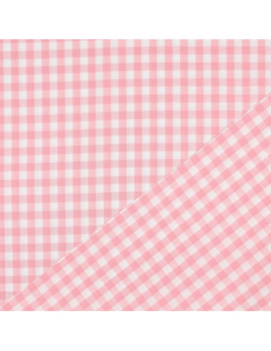 Tissu, Vichy Carreaux 10mm, Rose Bonbon, Laize 144 cm, 100% Coton 110g/m²