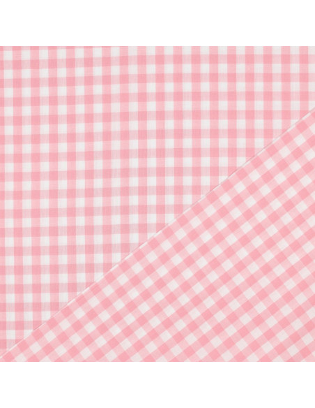 Tissu, Vichy Carreaux 10mm, Rose Bonbon, Laize 144 cm, 100% Coton 110g/m²