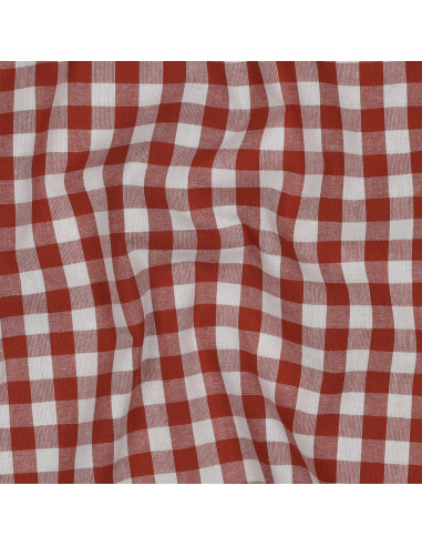 Tissu, Vichy Carreaux 10mm, Terra Cotta, Laize 144 cm, 100% Coton 110g/m²
