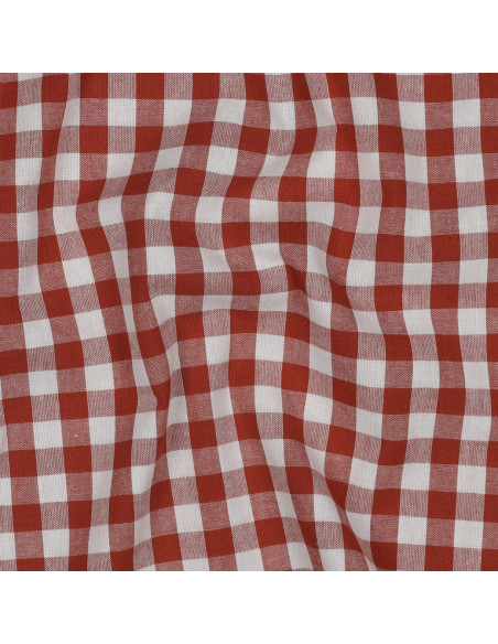 Tissu, Vichy Carreaux 10mm, Terra Cotta, Laize 144 cm, 100% Coton 110g/m²
