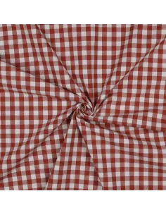 Tissu, Vichy Carreaux 10mm, Terra Cotta, Laize 144 cm, 100% Coton 110g/m²