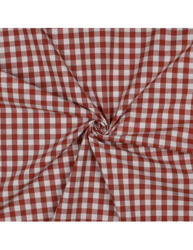 Tissu, Vichy Carreaux 10mm, Terra Cotta, Laize 144 cm, 100% Coton 110g/m²