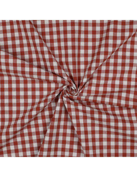 Tissu, Vichy Carreaux 10mm, Terra Cotta, Laize 144 cm, 100% Coton 110g/m²