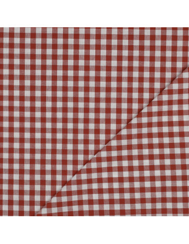 Tissu, Vichy Carreaux 10mm, Terra Cotta, Laize 144 cm, 100% Coton 110g/m²