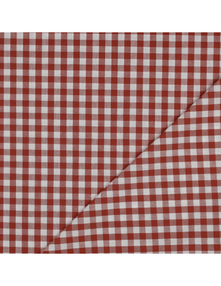Tissu, Vichy Carreaux 10mm, Terra Cotta, Laize 144 cm, 100% Coton 110g/m²