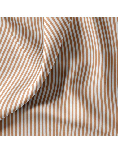 Tissu, Cretonne de Coton Rayures, Noisette, Laize 150 cm, 100% Coton 115g/m²