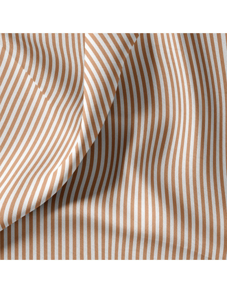 Tissu, Cretonne de Coton Rayures, Noisette, Laize 150 cm, 100% Coton 115g/m²